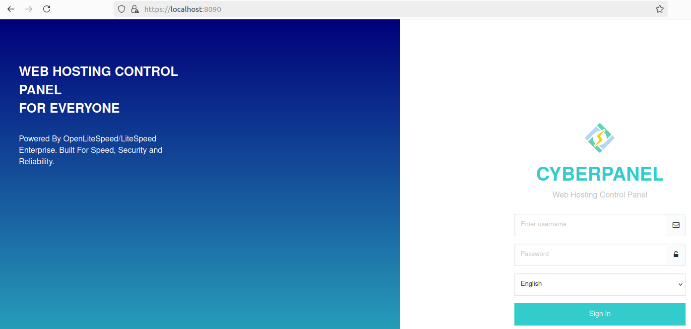 CyberPanel Login page