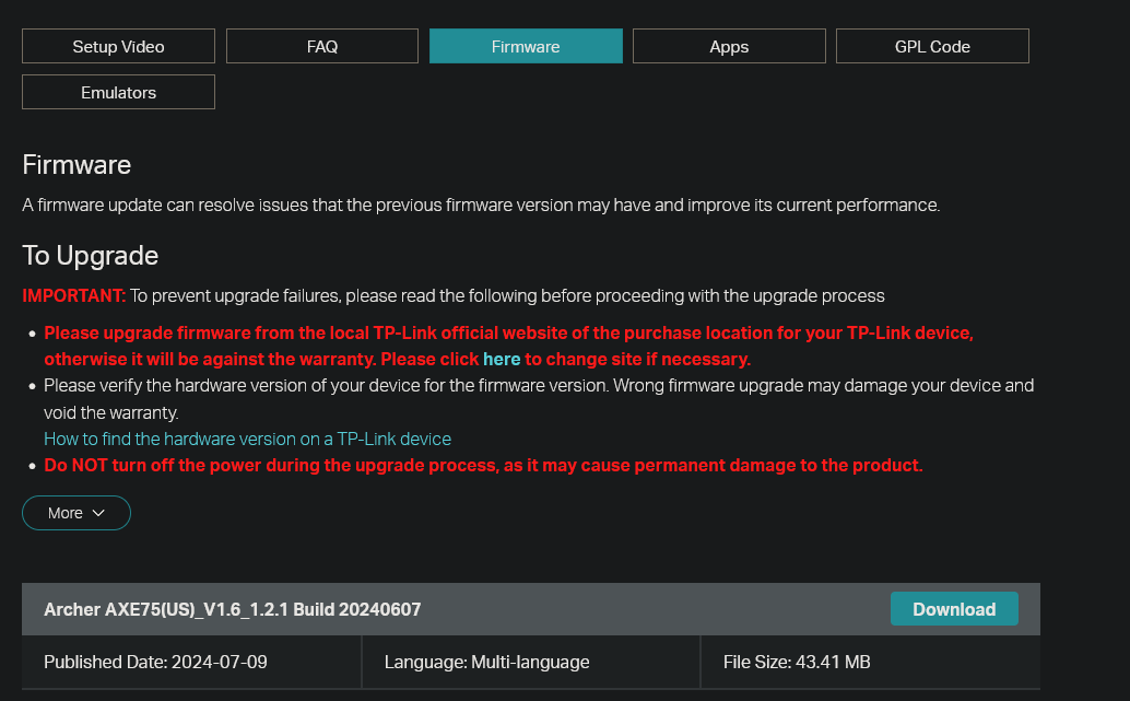 Firmware download