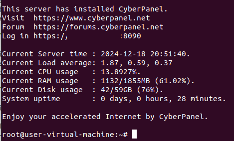 CyberPanel MoTD