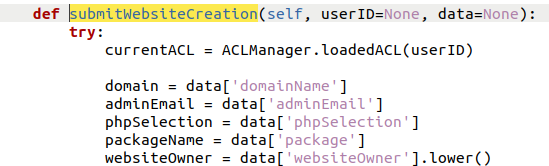 submitWebsiteCreation variables